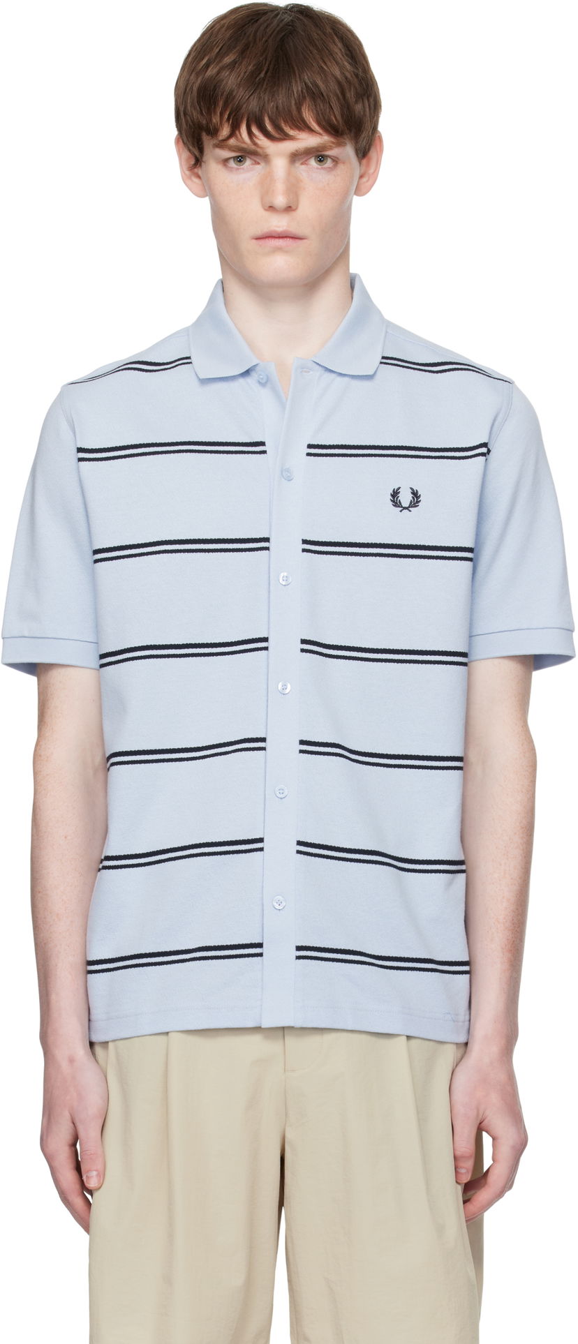Сорочка поло Fred Perry Fred Perry Striped Button-Through Polo Синій | M9906