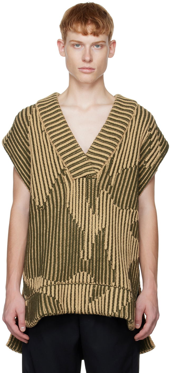 Cветр Feng Chen Wang Feng Chen Wang Jacquard Oversized V-Neck Vest бежевий | FUF14KT06