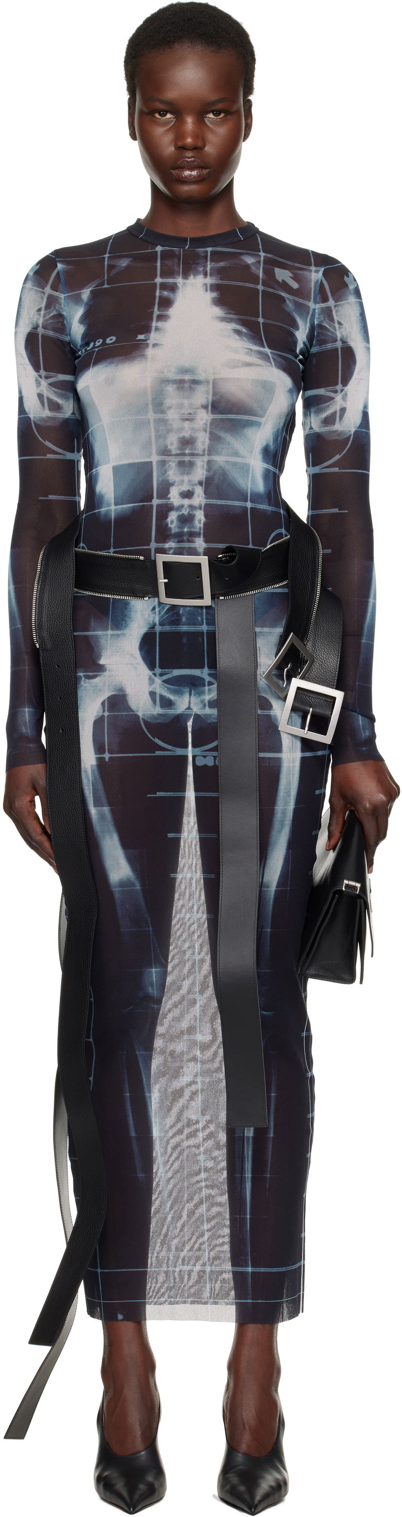 плаття Jean Paul Gaultier Jean Paul Gaultier 'The Squeletor' Mesh Maxi Dress Синій | 25/33-F-RO309-T580-005956