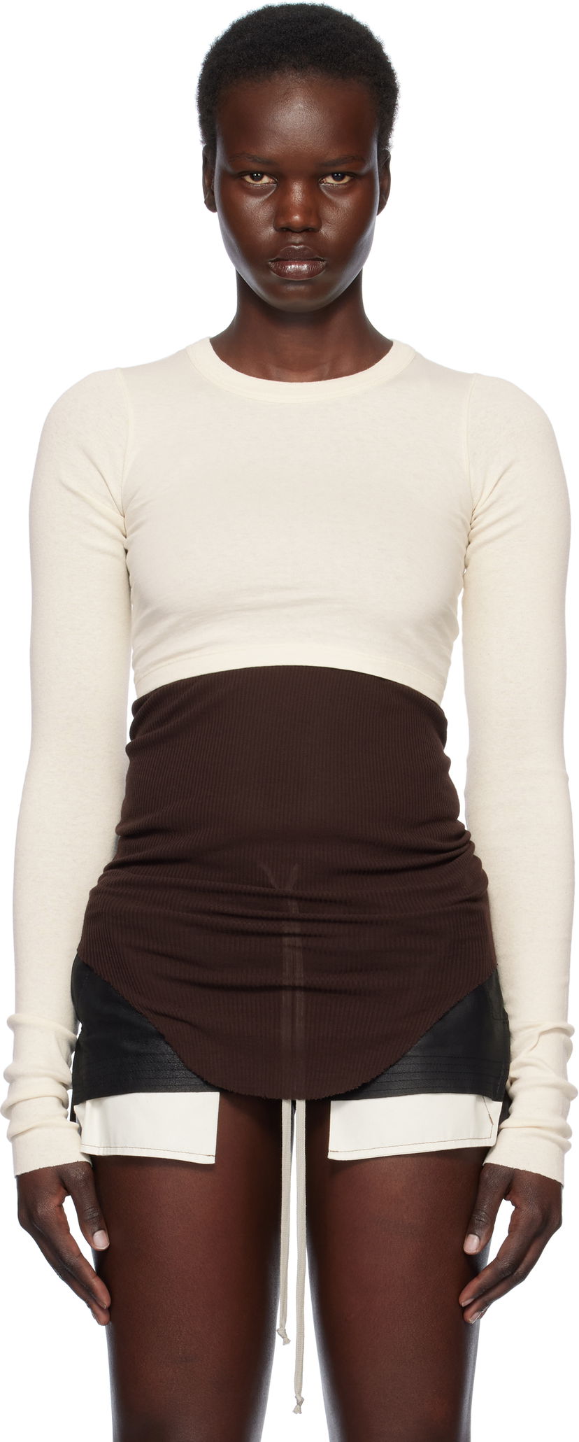 Кроп-топи Rick Owens Rick Owens Hollywood Classic Crop T-Shirt бежевий | RP01E7220 JNC