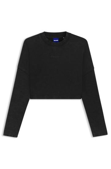 Кроп-топи BOSS Cropped Cotton Sweatshirt чорний | 50545035