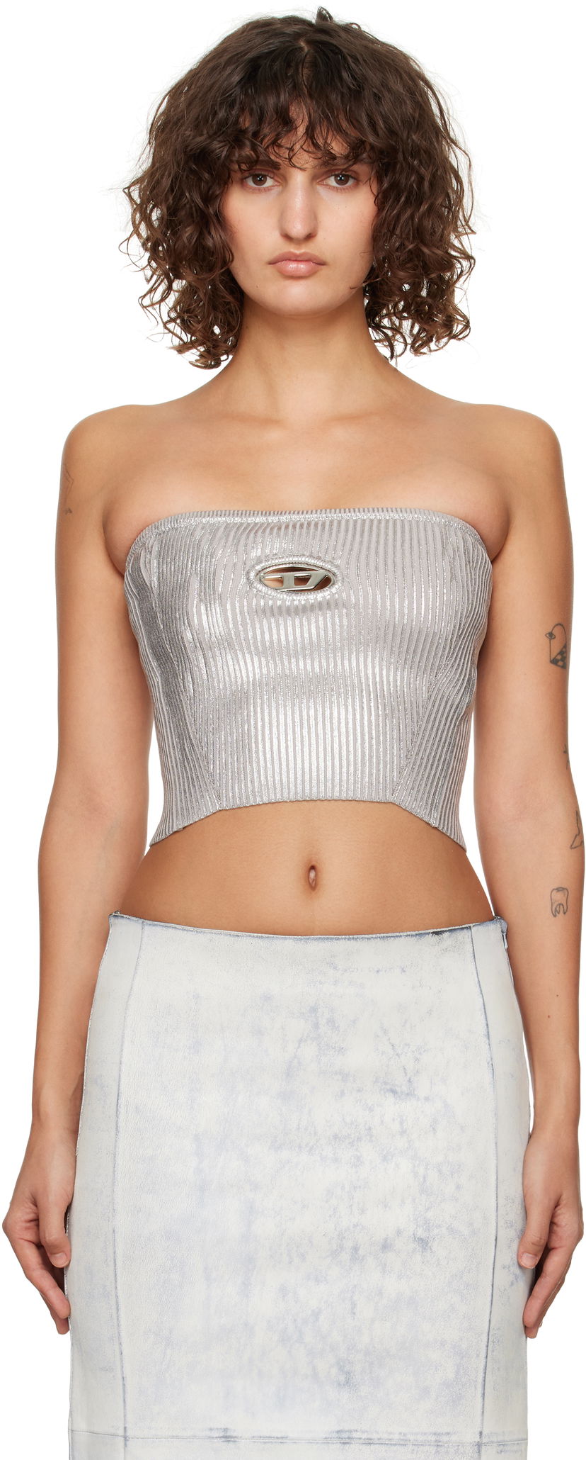 Кроп-топи Diesel Tube Top Сірий | A14813 0HNAT