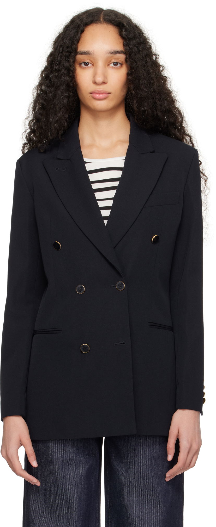 Куртка A.P.C. A.P.C. Anastasia Barbieri Edition Double-Breasted Blazer темно-синій | COHEY-F03226