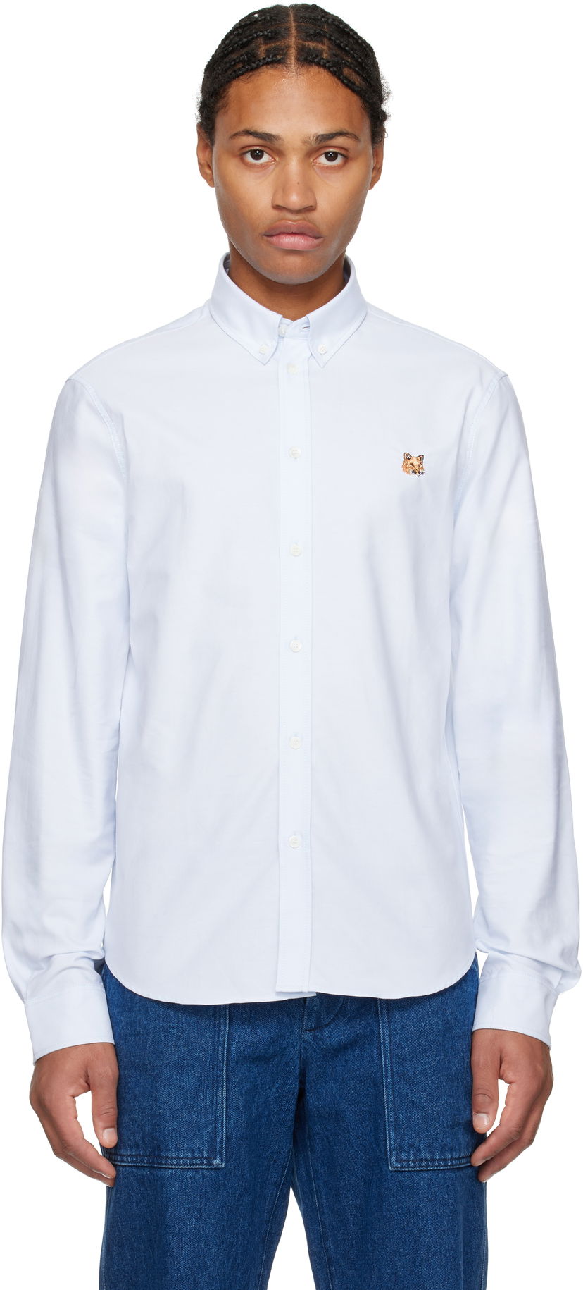 Сорочка MAISON KITSUNÉ Mini Fox Head Classic Shirt Синій | MM00413WC5012