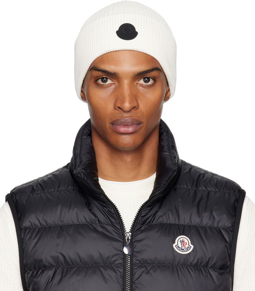 Шапка Moncler Moncler Logo Cotton Beanie білий | K20913B00032M1367