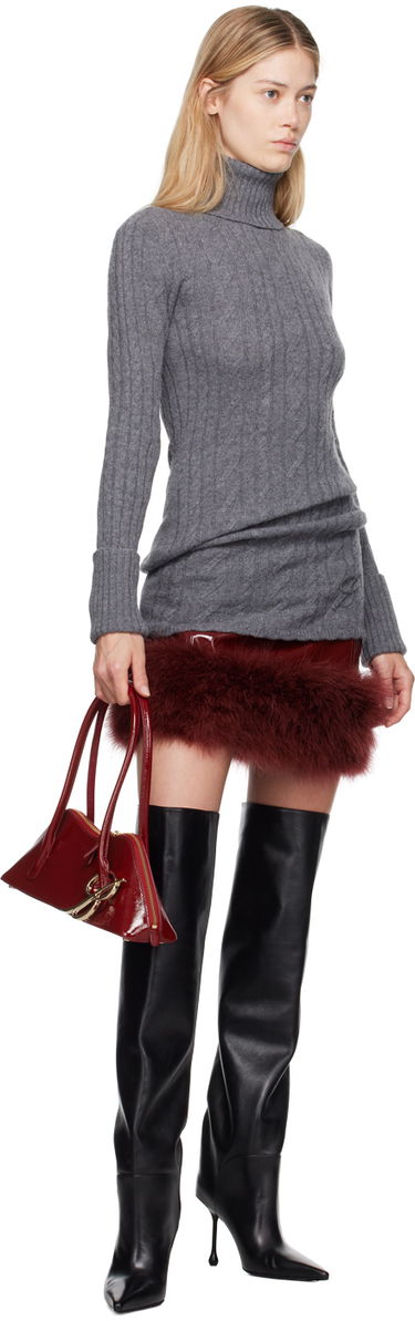 плаття Blumarine Blumarine Turtleneck Dress With Fur Сірий | A422A505A, 3