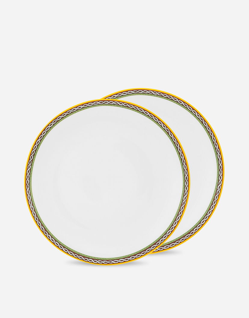 Домашній декор Dolce & Gabbana Set of 2 Porcelain Dinner Plates білий | TC0S04TCALIUC152