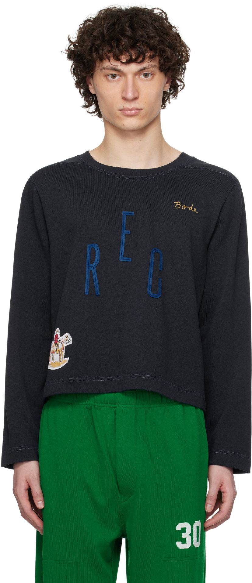 Кроп-топи Bode Bode Rec Pullover Sweatshirt темно-синій | MRS25CS057