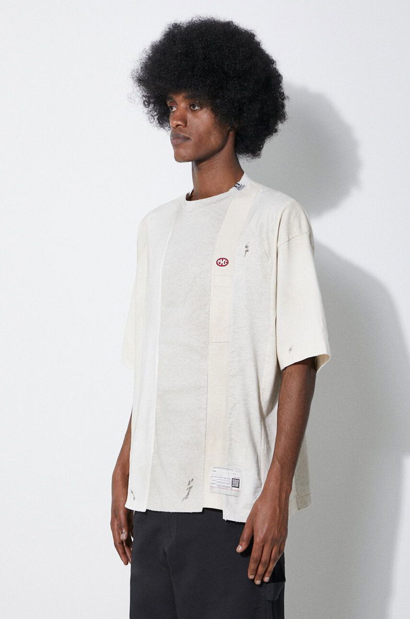 Футболка Maison MIHARA YASUHIRO Maison MIHARA YASUHIRO Vertical Switching T-Shirt білий | A12TS621