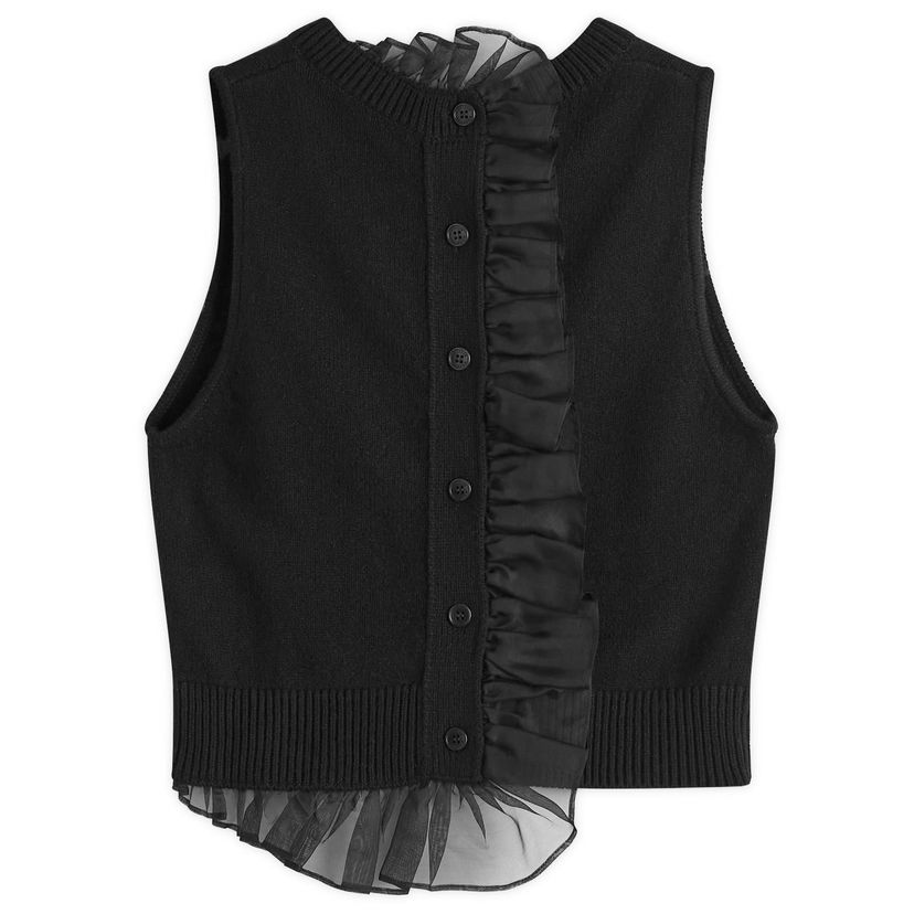 Cветр Cecilie Bahnsen Black Recycled Cashmere Vest With Ruffle Trim чорний | 2-24KNI53004