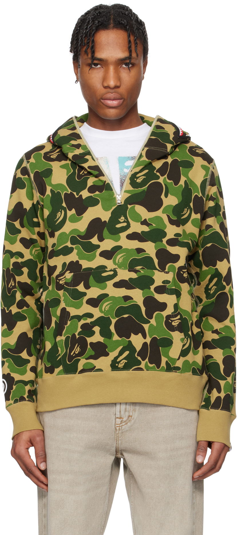 Світшоти BAPE A Bathing Ape ABC Camo Shark Half Zip Hoodie Зелений | 001PPK801010M