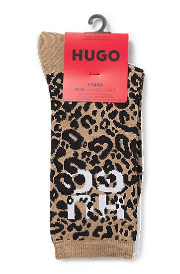 Шкарпетки BOSS Two-Pack of Socks with Leopard Print Коричневий | 50543172, 1