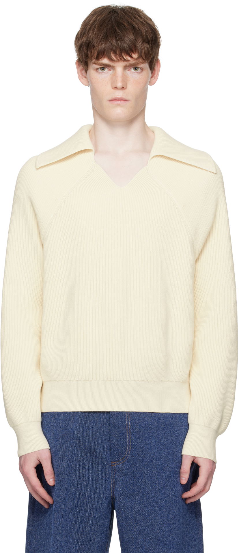 Cветр Bottega Veneta Bottega Veneta English Rib V-Neck Sweater Жовтий | 820504V59X09071