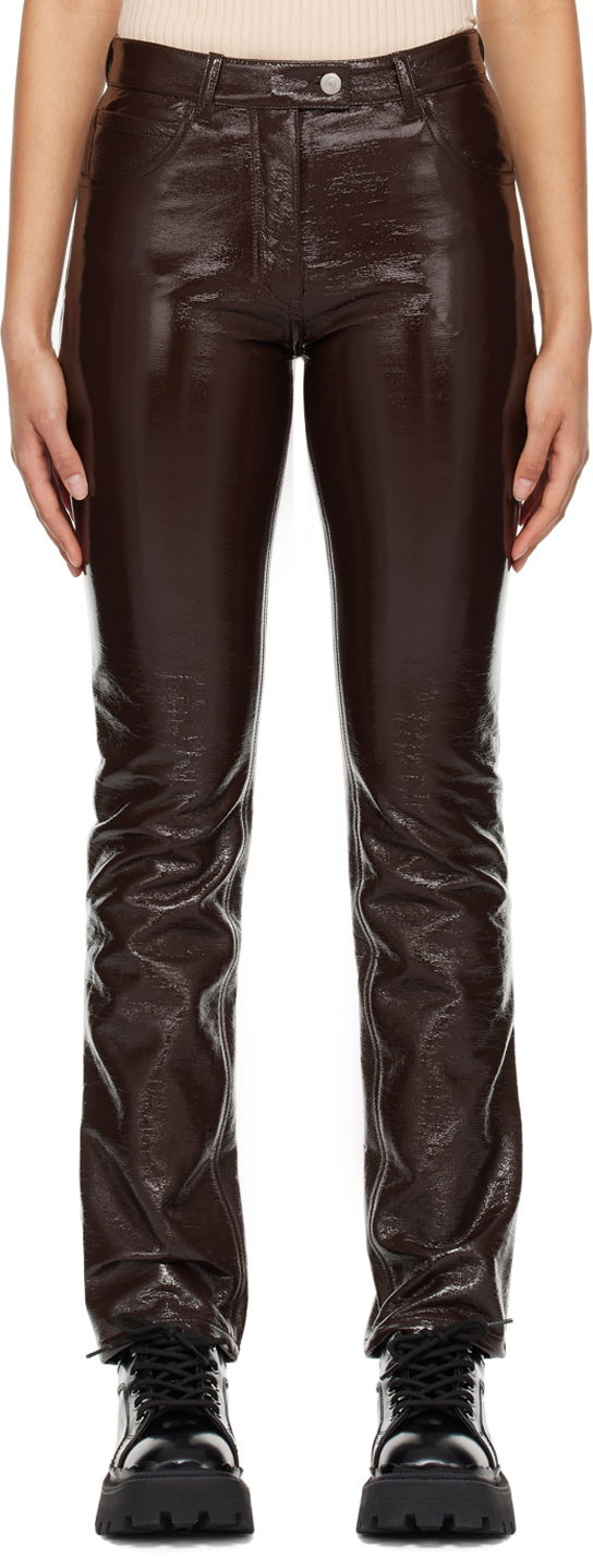Штани Courrèges Five-Pocket Vinyl Trousers Коричневий | PERCPA013VY0003