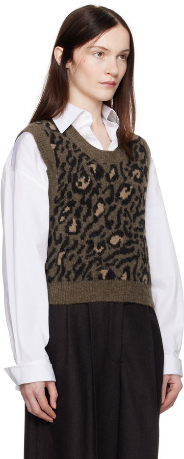 Cветр A.P.C. Léana Knitted Leopard Print Vest Зелений | WPAAO-F22325, 1