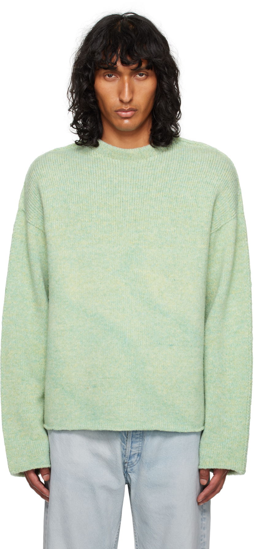 Cветр The Row Mumford Wool Blend Crewneck Sweater Зелений | 810-Y845