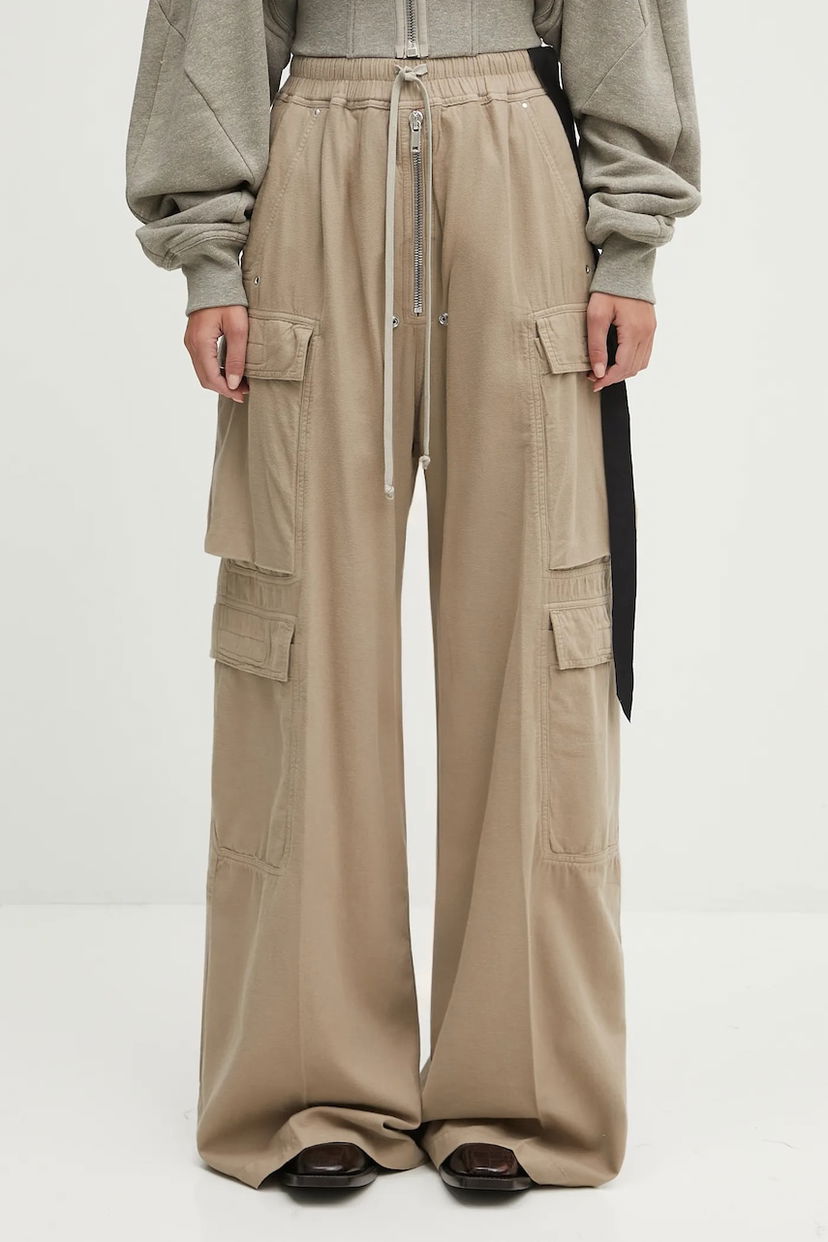 Штани карго Rick Owens Rick Owens DRKSHDW Double Cargo Jumbo Belas High Waist Wide Leg Pants бежевий | DS02E7324.CFL