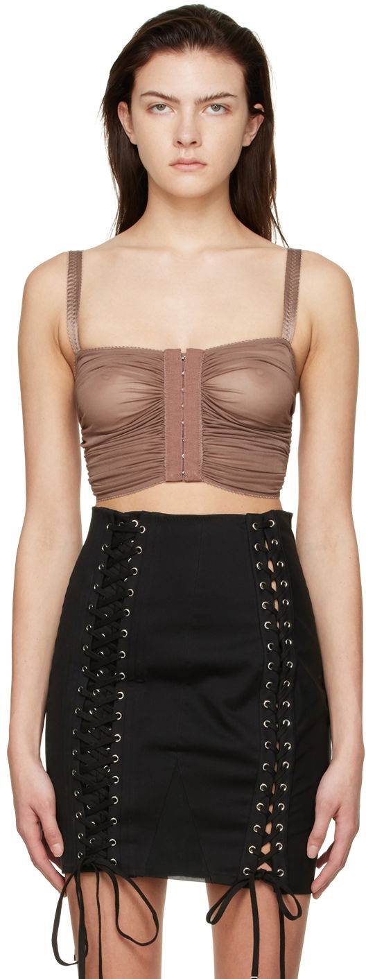 Безрукавка Dolce & Gabbana Brown Viscose Tank Top Коричневий | F751ST HU7J4