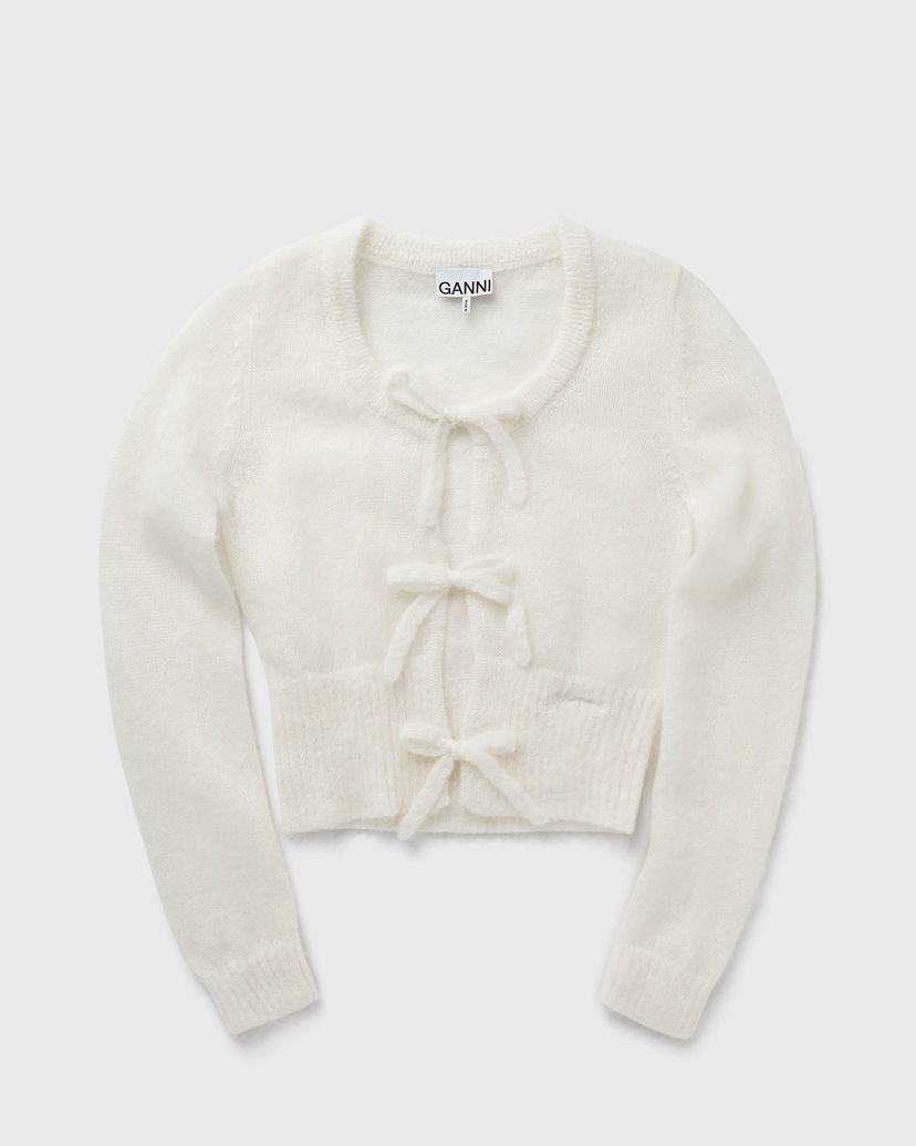 Cветр GANNI Tie String Light Mohair Cardigan білий | K2343-135