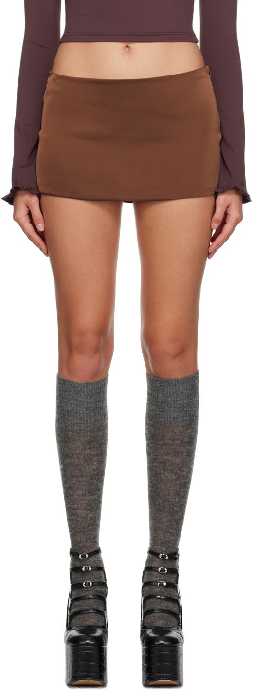 Спідниця GUIZIO Guizio Zip Miniskirt Коричневий | F23311W022
