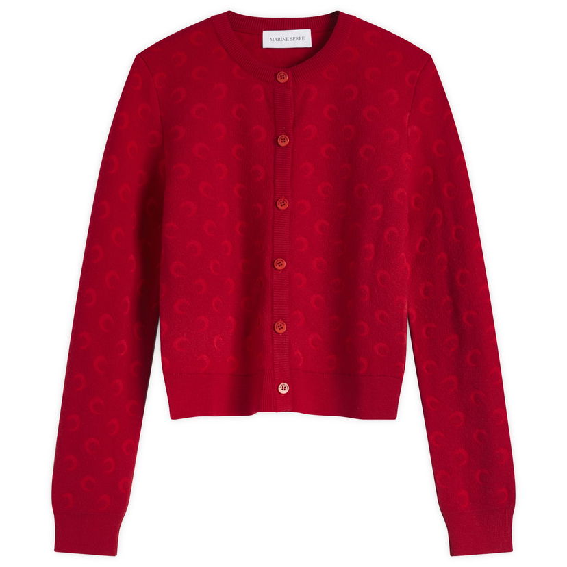 Cветр Marine Serre Marine Serre Moon Jacquard Knit Fitted Cardigan, Size Large Червоний | WTK011A-RD10