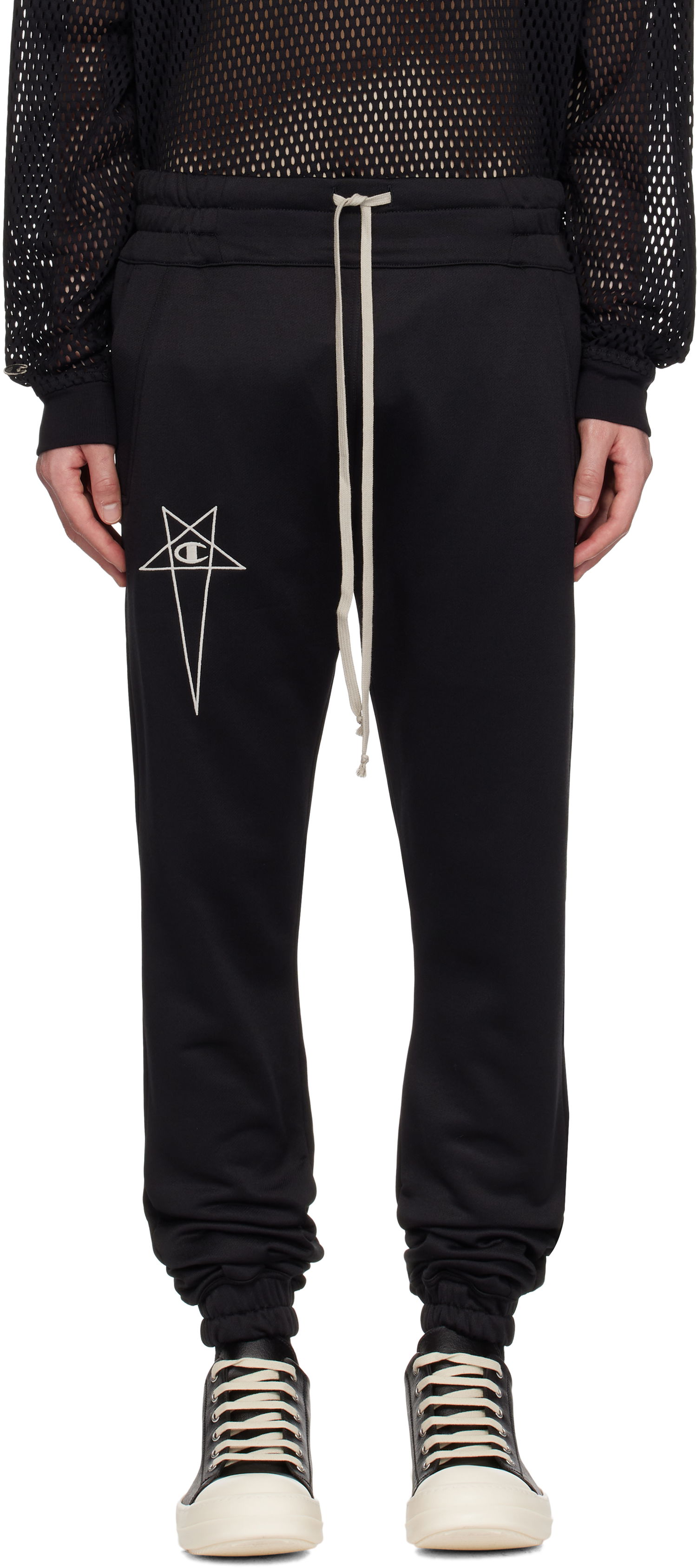 Спортивні штани Rick Owens Rick Owens Champion Edition Joggers Sweatpants чорний | CM01E1684 CHJS SHINY SWEAT JERSE, 0