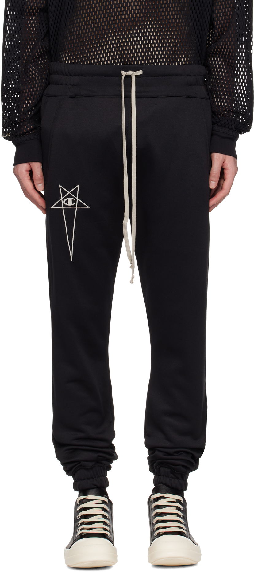 Спортивні штани Rick Owens Rick Owens Champion Edition Joggers Sweatpants чорний | CM01E1684 CHJS SHINY SWEAT JERSE