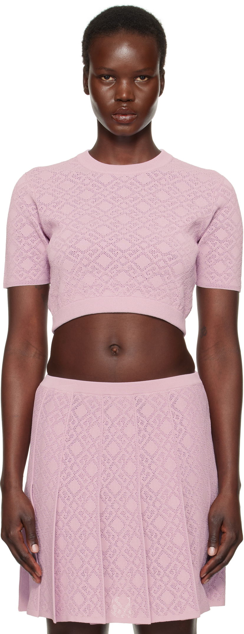 Cветр Givenchy Cropped Jacquard Sweater Рожевий | BW90TT4ZPN533