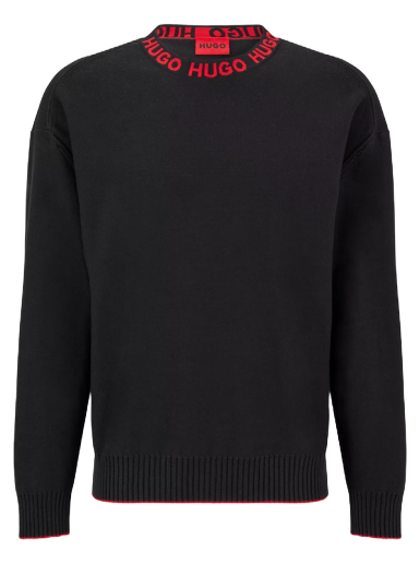 Cветр BOSS Cotton Sweater чорний | 50474813