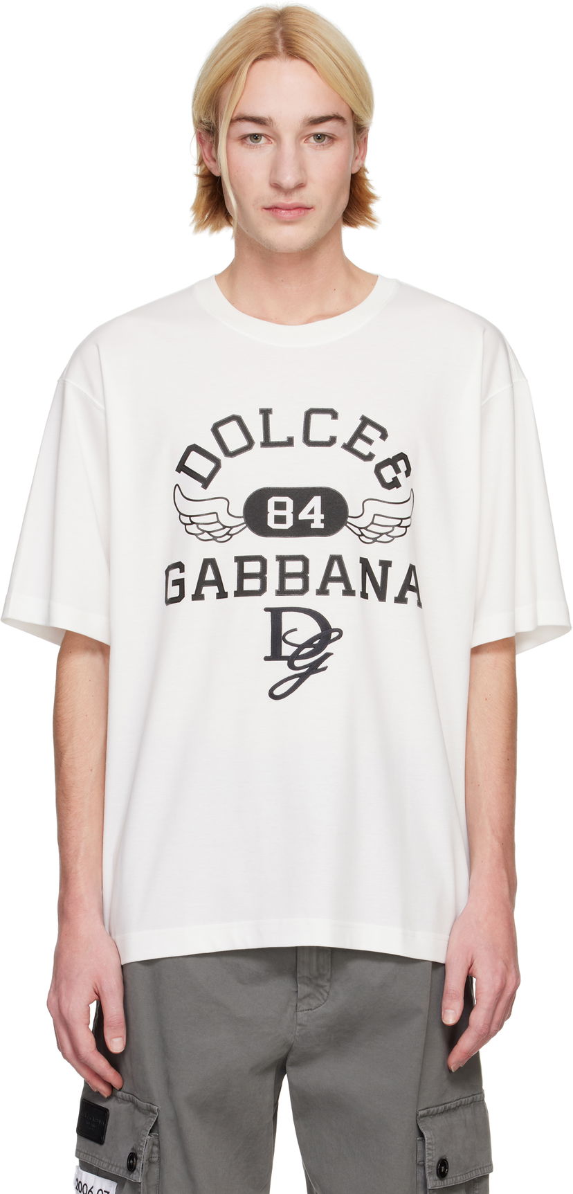 Футболка Dolce & Gabbana Round Neck T-Shirt with Graphic Print білий | G8PN9ZG7NSN