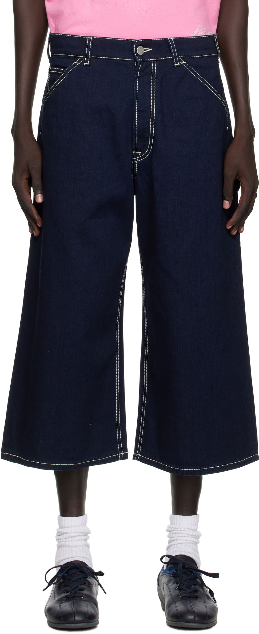 Шорти Acne Studios Acne Studios Embroidered Denim Shorts темно-синій | CE0072-