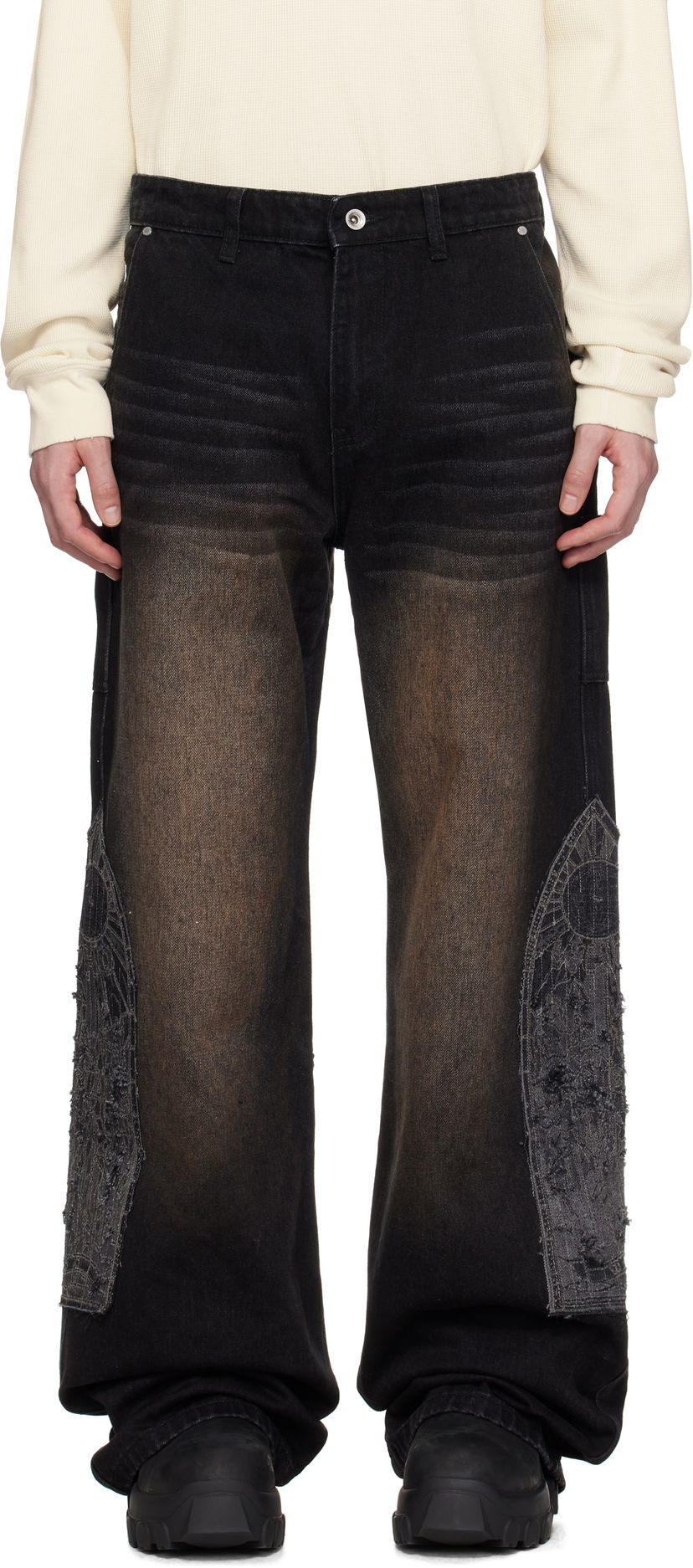 Джинси Who Decides War Who Decides War Mocha Patched Jeans чорний | 1120880017SS25