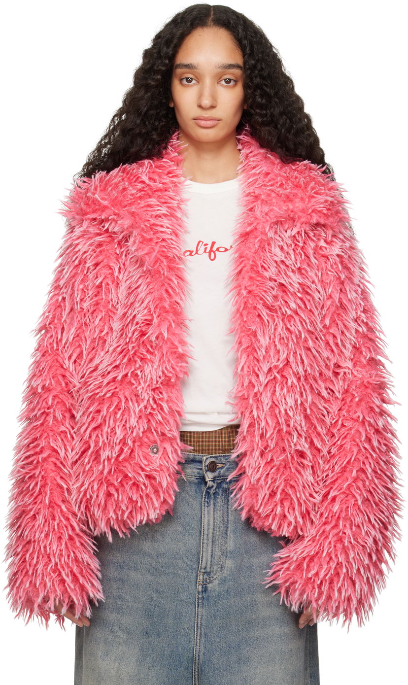 Куртка ERL ERL Varsity Faux-Fur Jacket Рожевий | ERL10J001