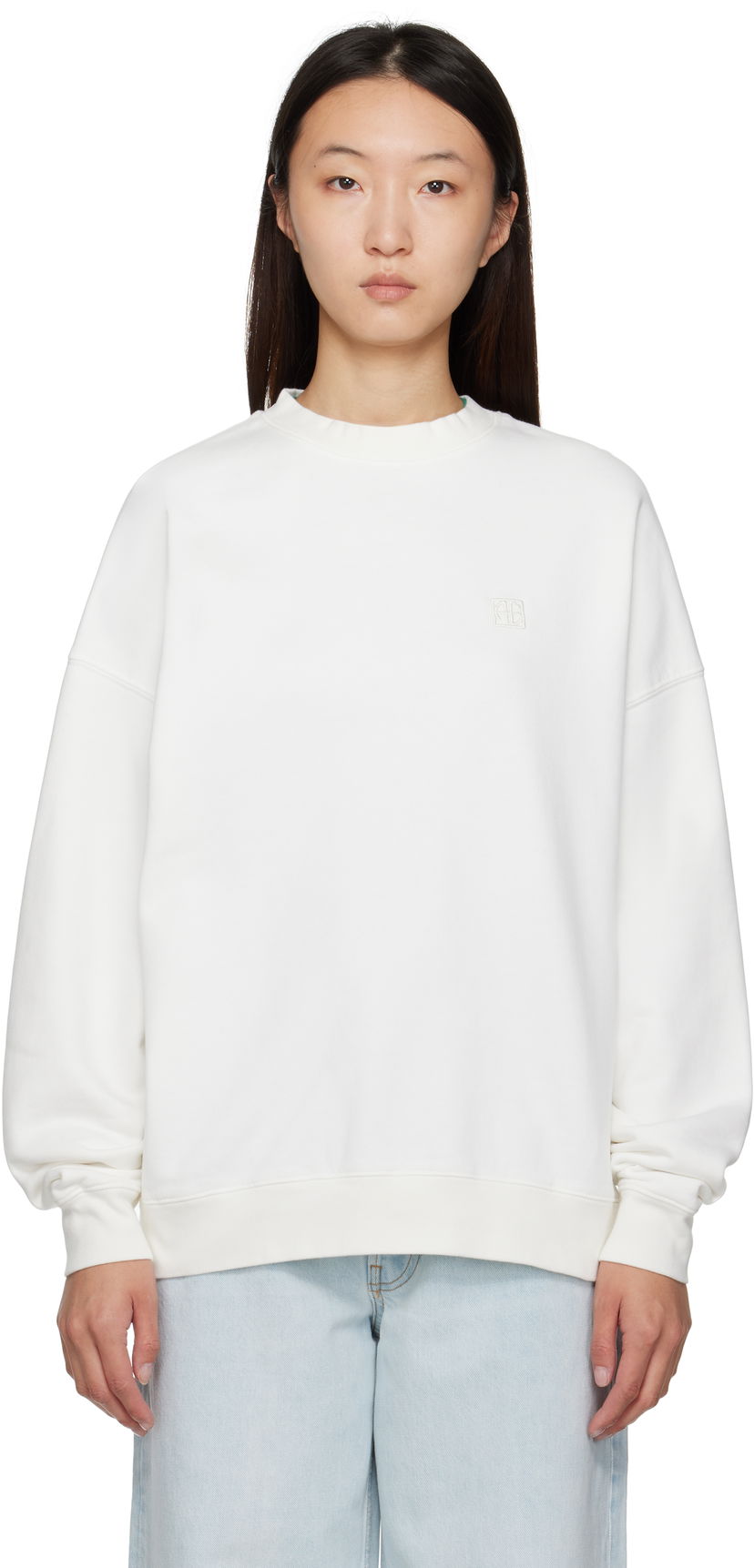 Світшоти Anine Bing ANINE BING Miles Framed Monogram Sweatshirt білий | A-08-11205-OFW1