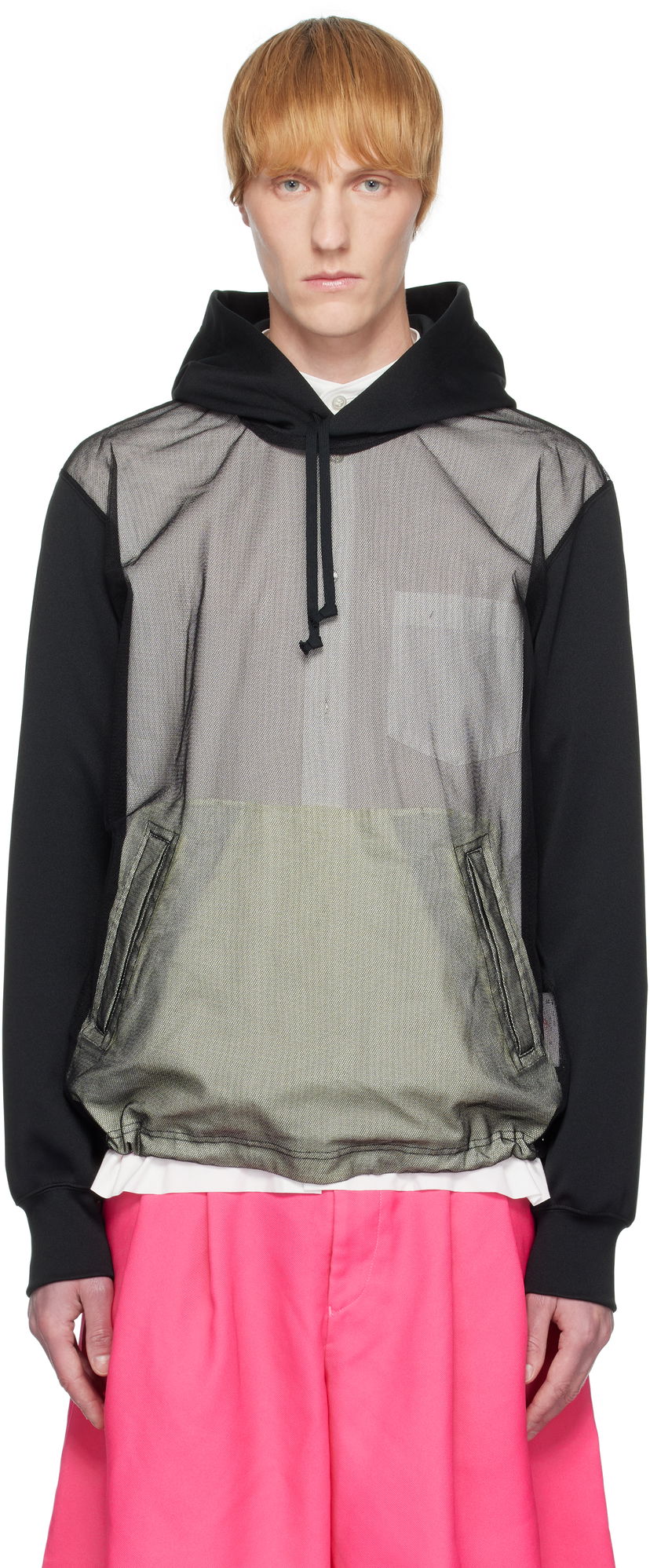 Світшоти Comme des Garçons Homme Plus Smooth Thick & Tulle Hoodie чорний | PO-T030-051