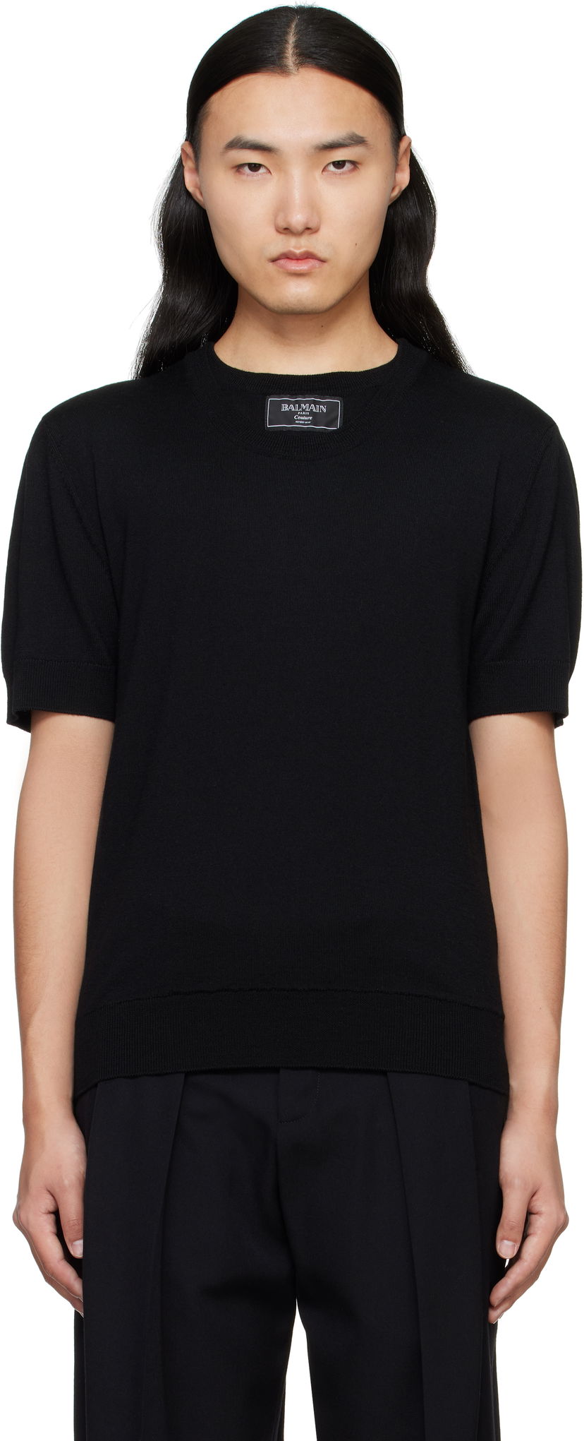 Cветр Balmain Balmain Knit T-Shirt чорний | EH1AL027KH92