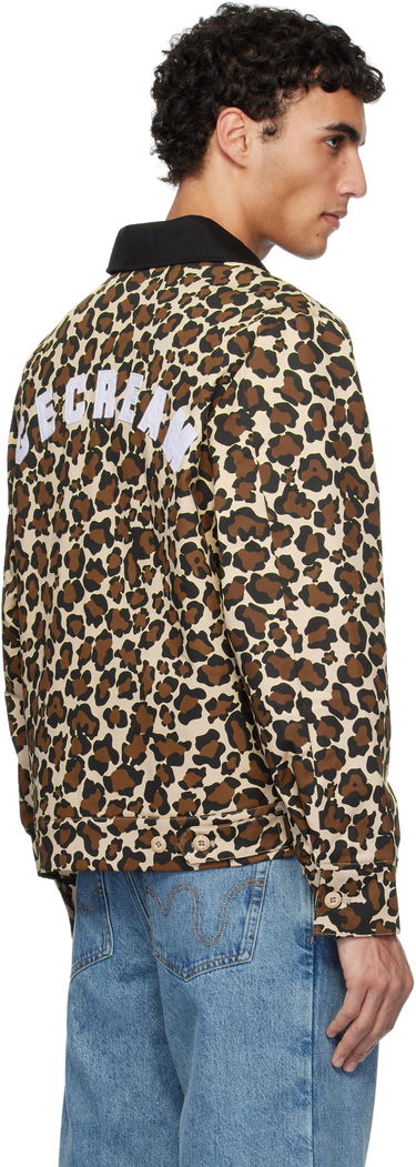 Куртка BBC IceCream ICECREAM Work Jacket with Leopard Print and Graphic Appliqué бежевий | IC25174, 2