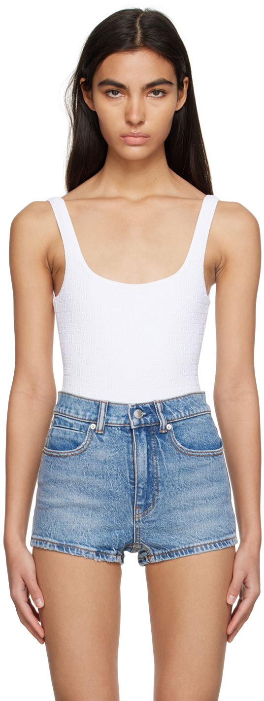 Купальники Alexander Wang Alexander Wang.t Textured Tank Bodysuit білий | 4CC2228024