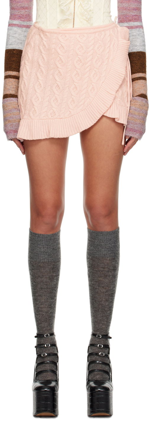 Спідниця GUIZIO Guizio Gemma Knit Wrap Miniskirt Рожевий | F23614S004
