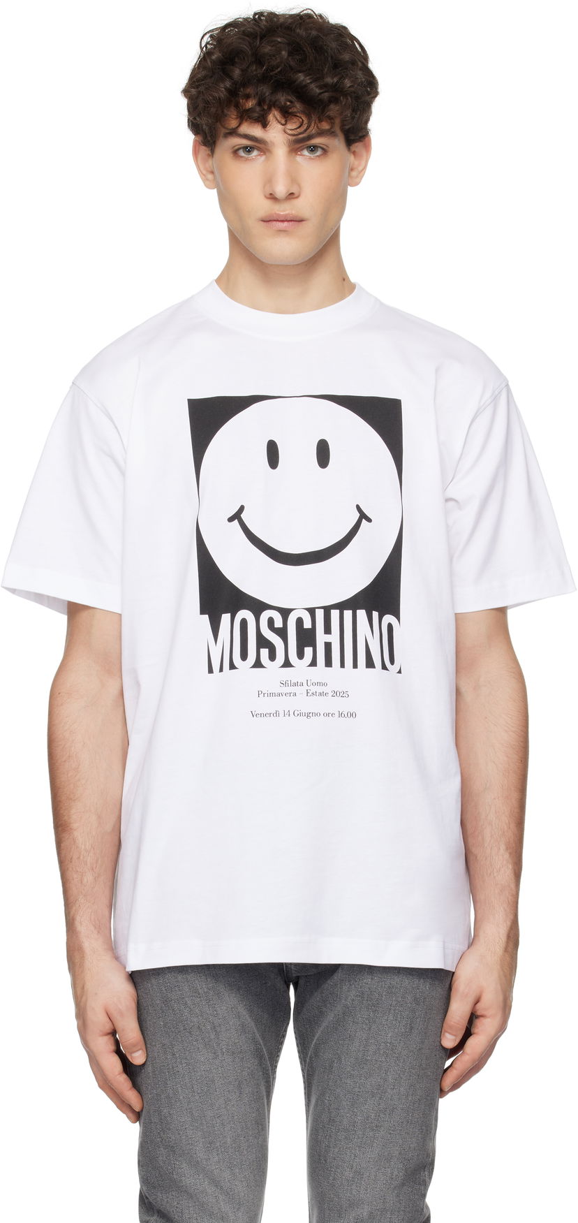 Футболка Moschino Moschino Smiley Graphic T-Shirt білий | 251ZZJ072302411001