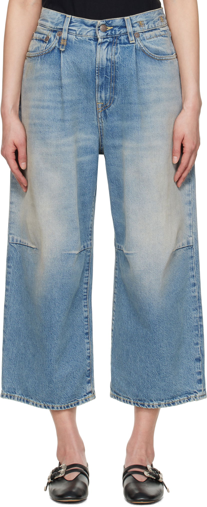 Джинси R13 R13 Cropped Wide Leg Jeans Синій | R13WD046-D306A