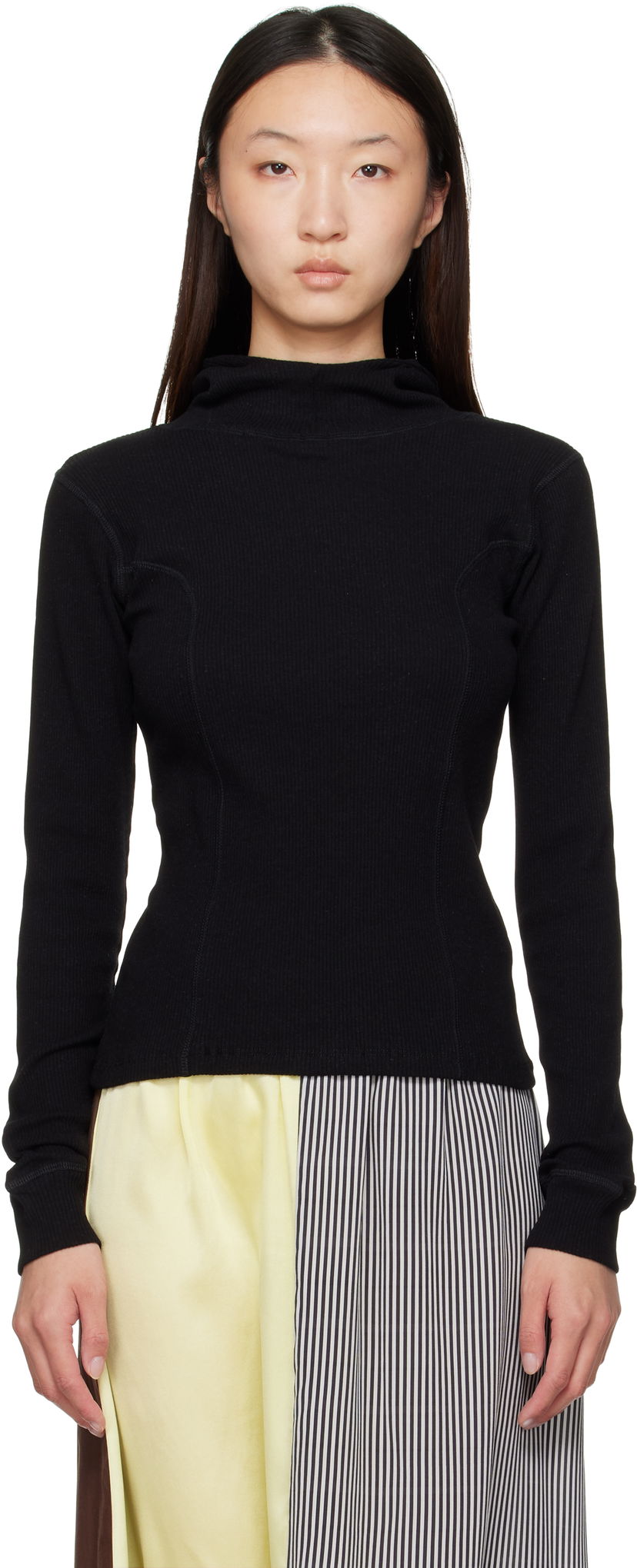 Світшоти Baserange Baserange Hanifa Ribbed Hoodie чорний | TTHH-RCR-AU25