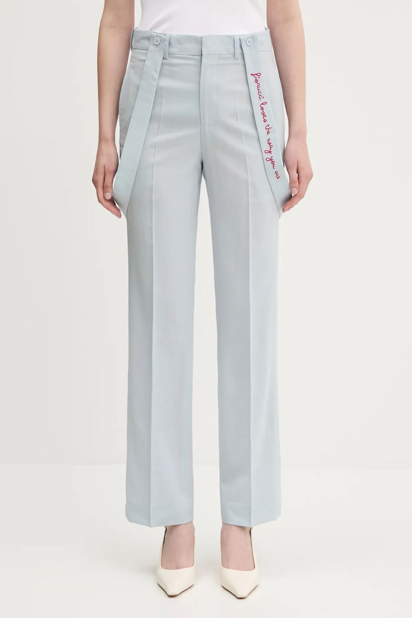 Штани Fiorucci Fiorucci Embroidered Suspender High Waist Trousers Синій | W02SPBPA183WO01BL02