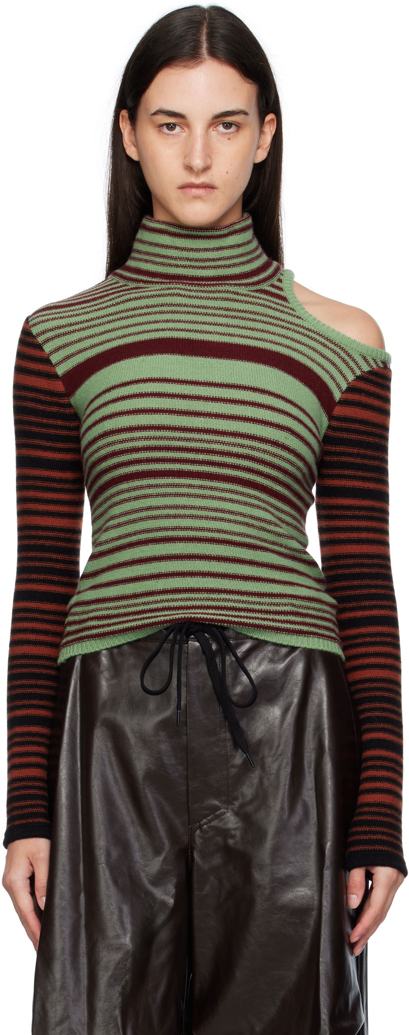 Cветр Andersson Bell Andersson Bell Elodie Multi Stripe Cut-Out Turtleneck Зелений | atb1356w