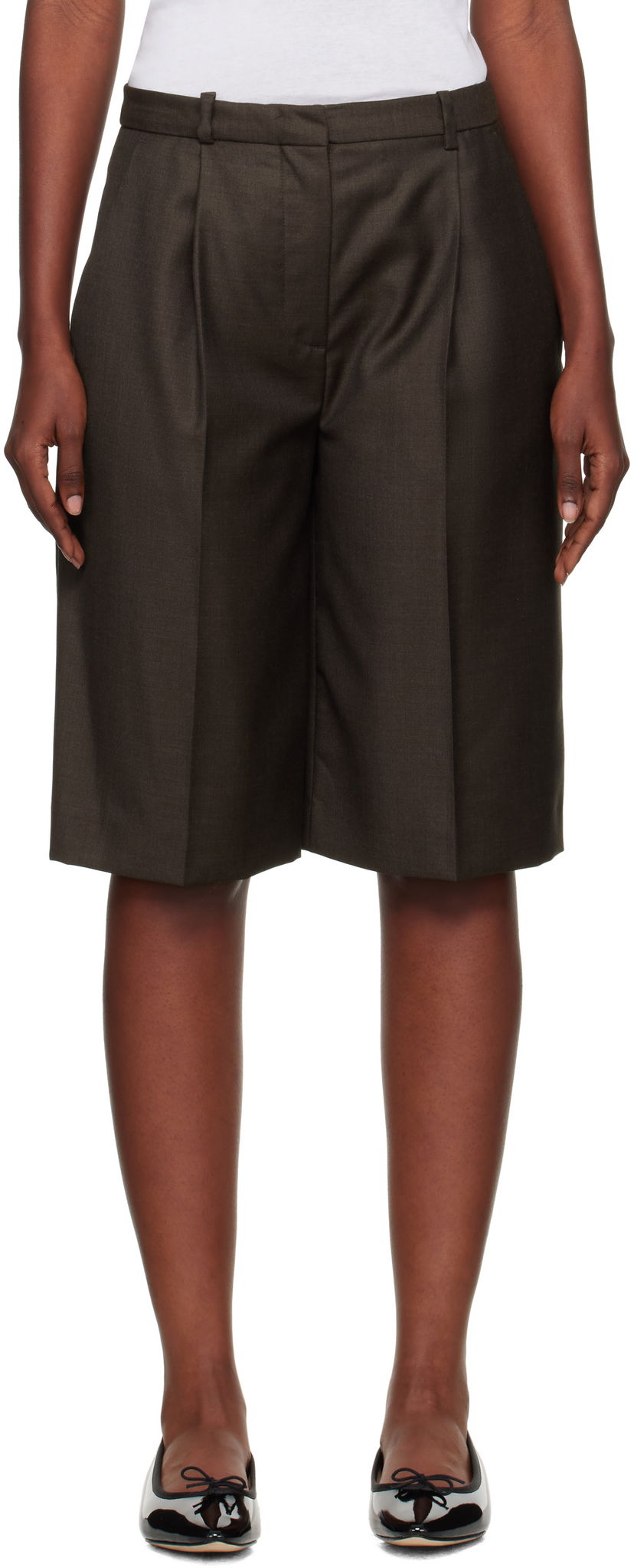 Шорти Loulou de Saison Loulou de Saison Adler Virgin Wool Bermuda Shorts Коричневий | ADLER