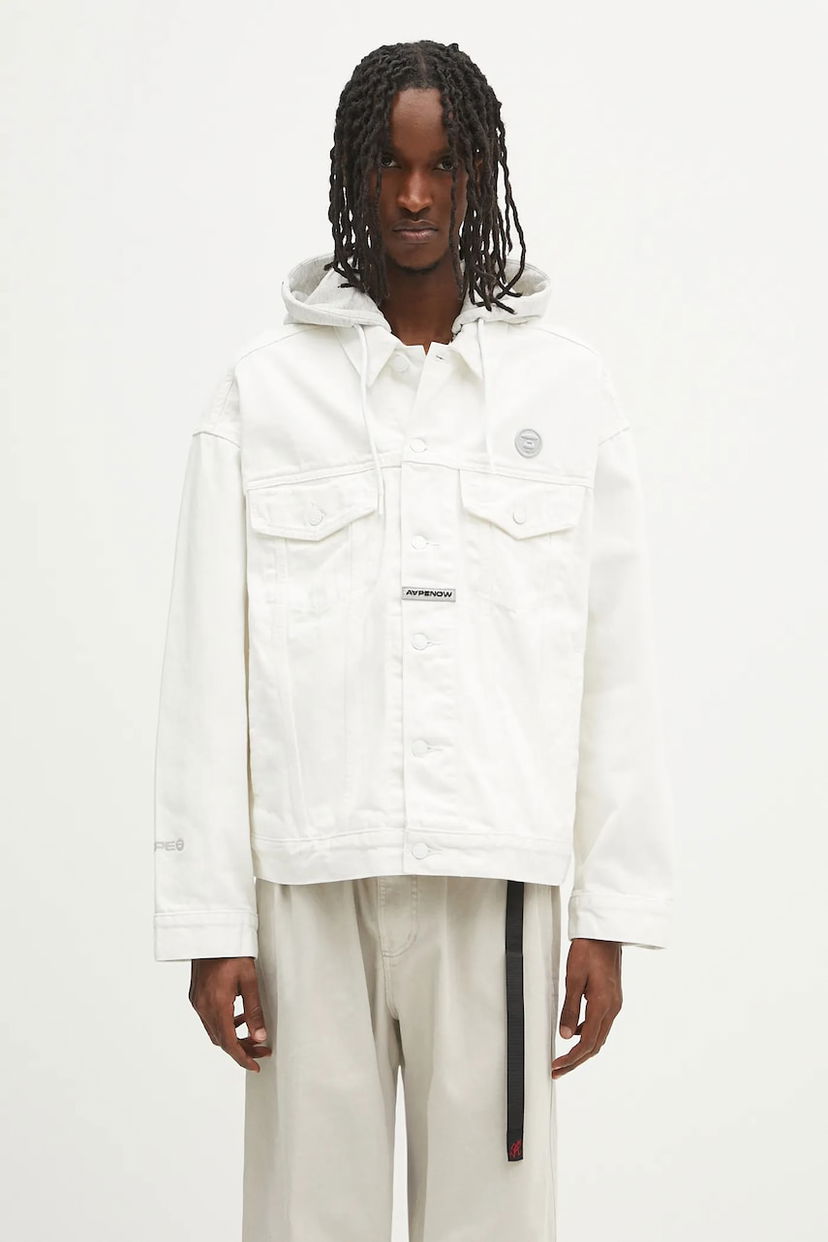 Куртка AAPE by A Bathing Ape AAPE Now Light Weight Denim Jacket with Hood білий | AAPLJM7700XAN