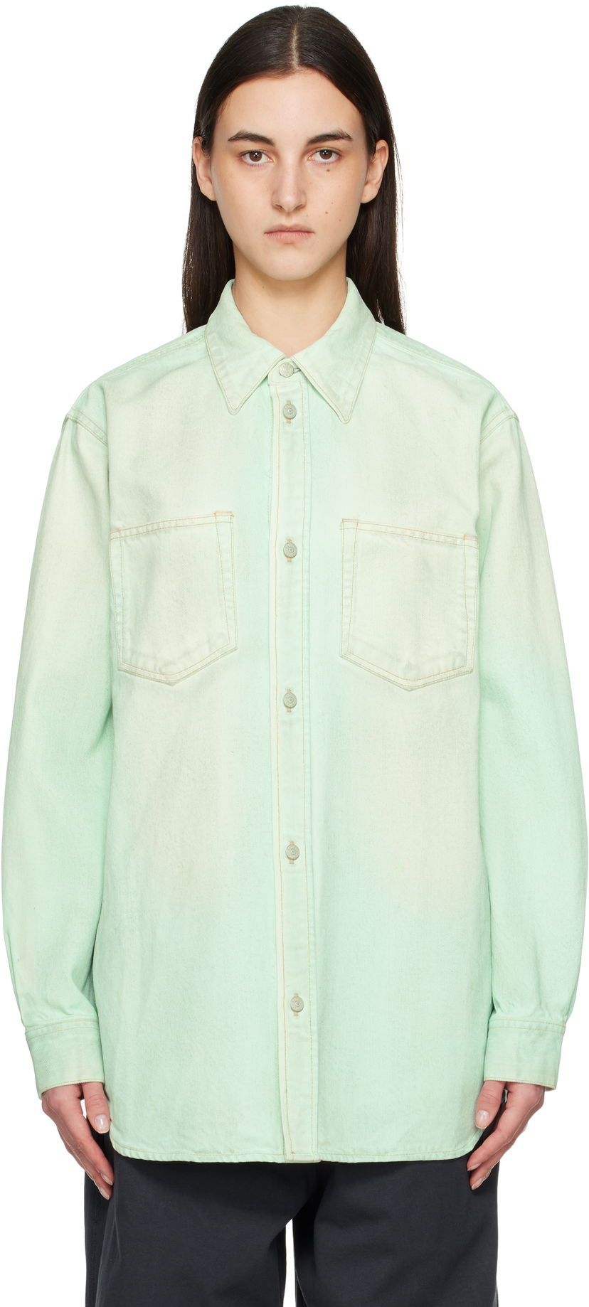 Сорочка Acne Studios Acne Studios Faded Denim Shirt Зелений | CB0102-
