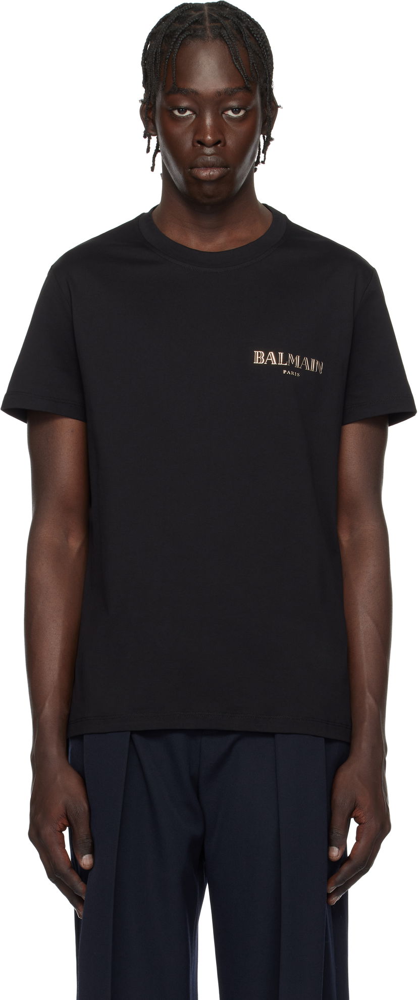 Футболка Balmain Vintage Gel Logo T-Shirt чорний | EH1EF000GD84