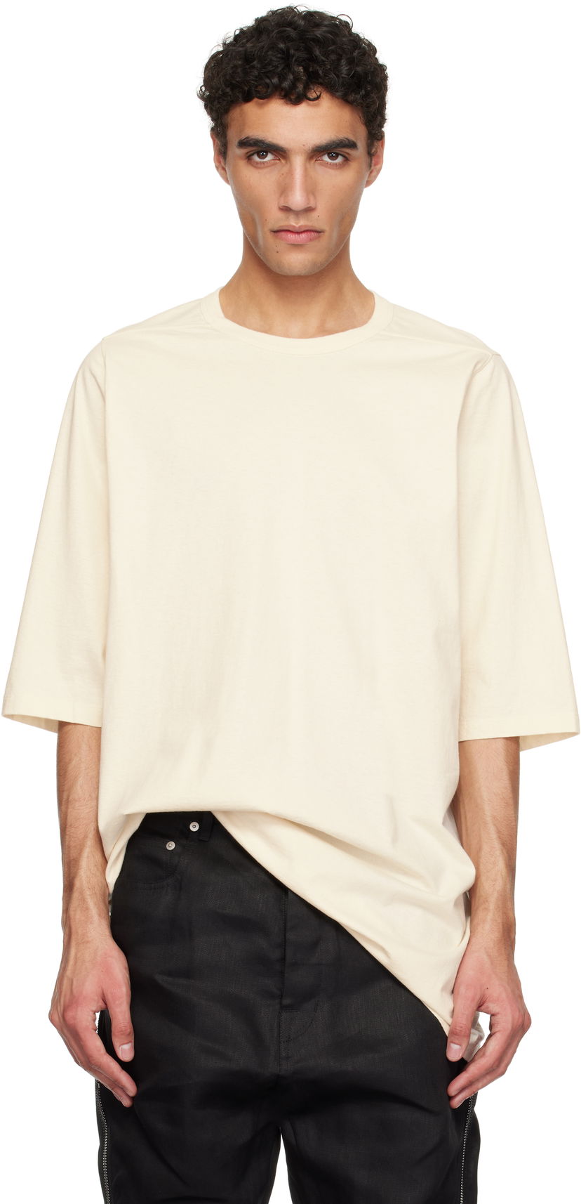 Футболка Rick Owens Rick Owens Hollywood Jumbo Short Sleeve T-Shirt бежевий | RU01E5274 JNC