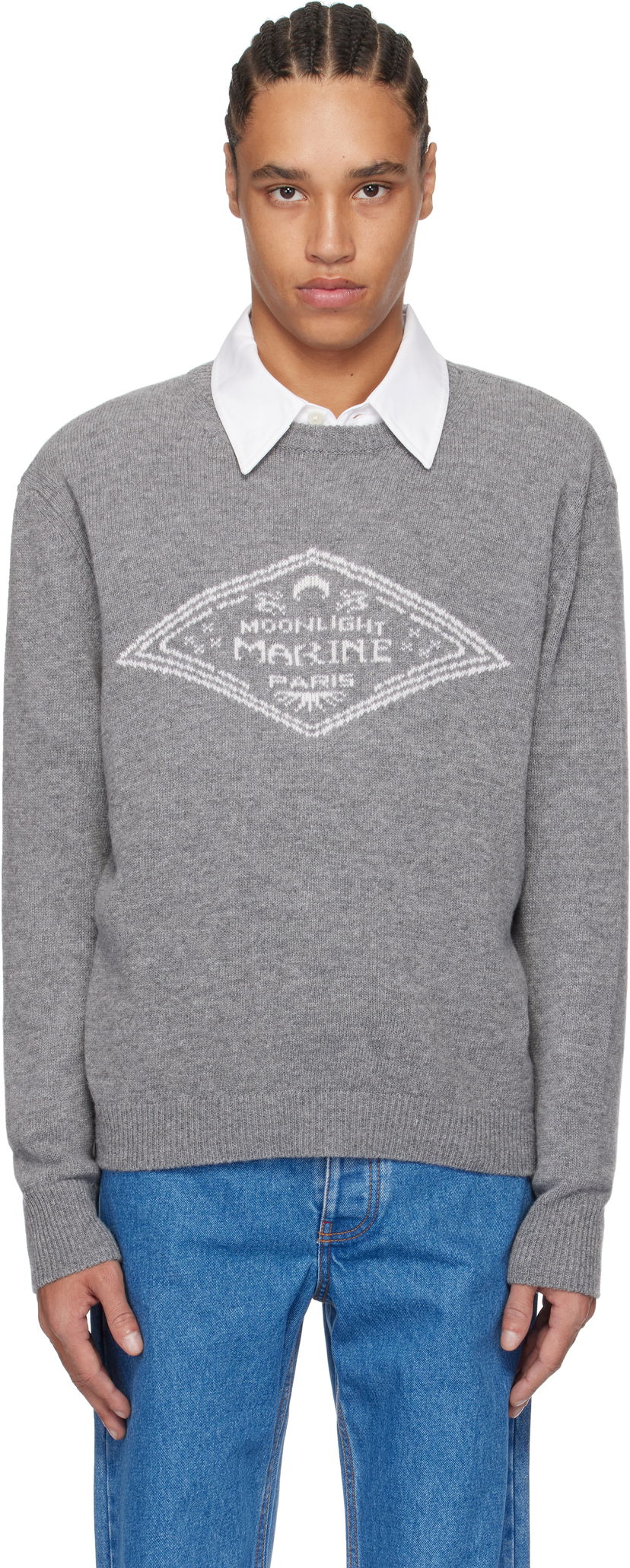 Cветр Marine Serre Marine Serre Wool Knit Crewneck Sweater Сірий | MTK004A CKNI0531